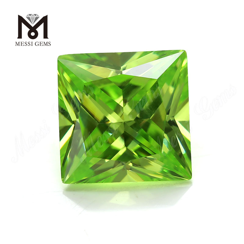 Farve cubic zirconia æblegrøn firkantet form CZ sten med billig pris