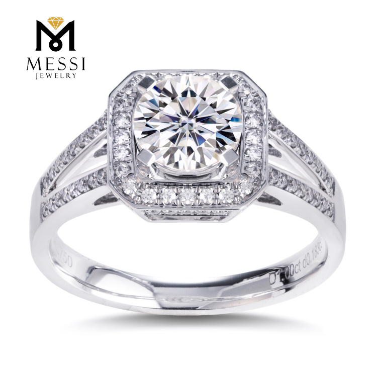 forlovelsesvielsesring 18k au 750 guld DEF moissanite ring til pige