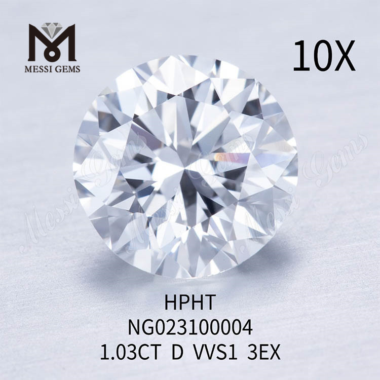 D Farve rund hvid Lab Grown Diamond stone 1.03ct VVS1 EX Cut